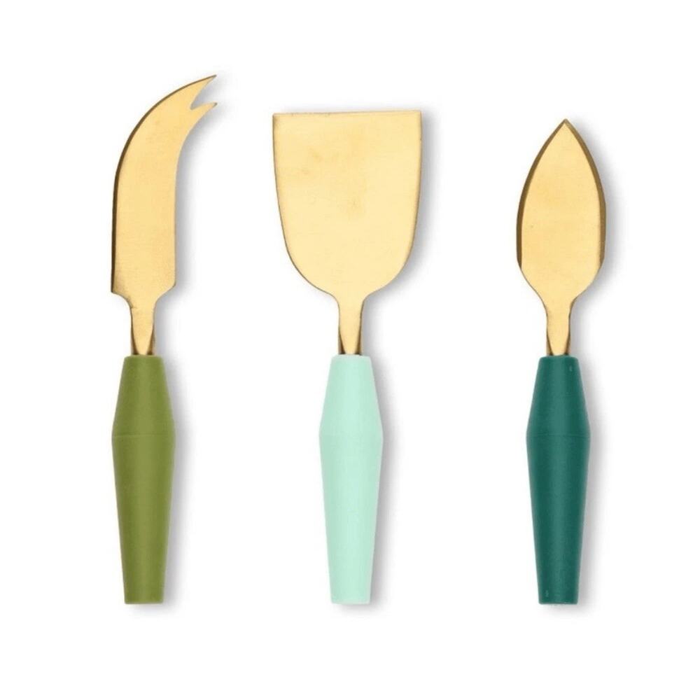 Bullseye’s Playground (3) Cheese Knives Knife Set Green Gold